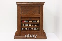Victorian Antique Oak Roll Top General Store Spool Cabinet #56086