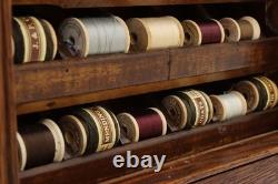 Victorian Antique Oak Roll Top General Store Spool Cabinet #56086