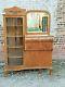 Victorian Antique Tiger Quarter Sawn Oak Sideboard China Cabinet With Claw Feet
