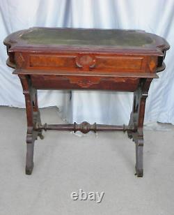 Victorian Antique Walnut Sewing Table Storage Cabinet