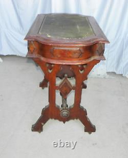Victorian Antique Walnut Sewing Table Storage Cabinet