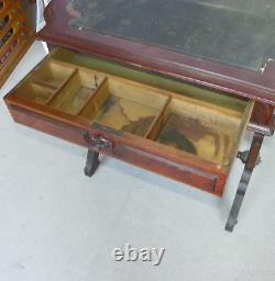 Victorian Antique Walnut Sewing Table Storage Cabinet