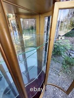 Victorian Antique curved glass curio display cabinet