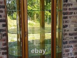 Victorian Antique curved glass curio display cabinet