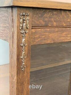 Victorian Antique oak Glass curio display cabinet