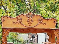 Victorian Antique oak ornate Sideboard buffet breakfront cabinet & mirrored back