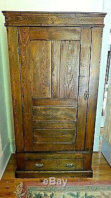 Victorian Antique single door & drawer Cupboard pantry wardrobe cabinet closet