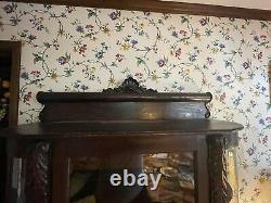 Victorian Curio cabinet clawed feet, Curved Glass (PU In Atlanta) SOLD AS IS