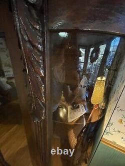 Victorian Curio cabinet clawed feet, Curved Glass (PU In Atlanta) SOLD AS IS