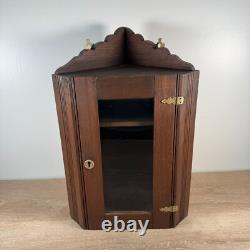 Victorian Farmhouse Antique Oak Medicine or Jewelry Chest Corner 19 Tall