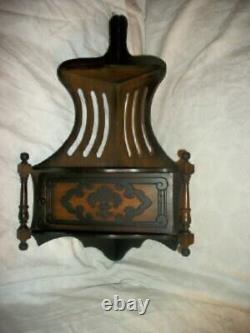 Victorian Fretwork Wood Corner Shelf Door Turnings Ebonized Hanging