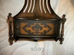 Victorian Fretwork Wood Corner Shelf Door Turnings Ebonized Hanging