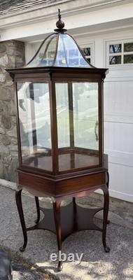 Victorian Inlaid Mahogany Octagon Steeple Showcase