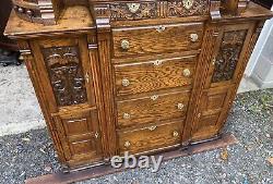 Victorian Oak Barber Shop Cabinet