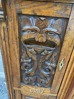 Victorian Oak Barber Shop Cabinet