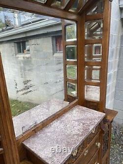 Victorian Oak Barber Shop Cabinet