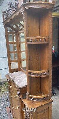 Victorian Oak Barber Shop Cabinet