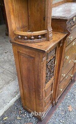 Victorian Oak Barber Shop Cabinet