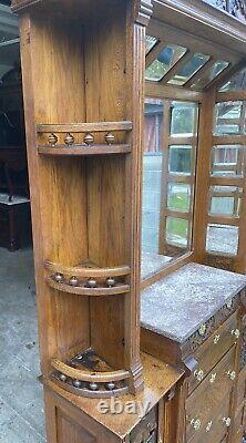 Victorian Oak Barber Shop Cabinet