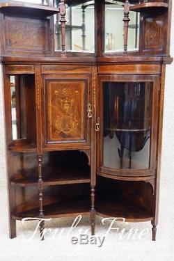 Victorian Original Antique Corner Cupboard Display Curio Cabinet Rosewood