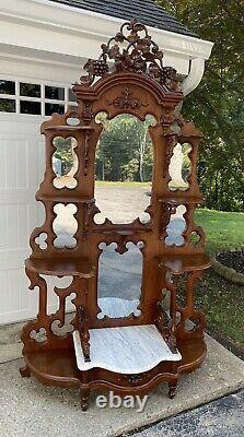 Victorian Walnut Marble Top Etagere