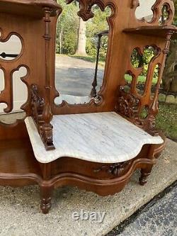 Victorian Walnut Marble Top Etagere