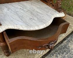 Victorian Walnut Marble Top Etagere