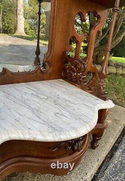 Victorian Walnut Marble Top Etagere