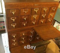 Vintage 1/4-sawn oak LIBRARY 30 Dr. Card catalog Cabinet, brass pulls, beautiful