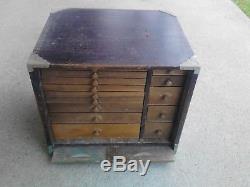 Vintage 14 Drawer Apothecary Chest Dental Cabinet Wooden Storage Box Jewelry Etc