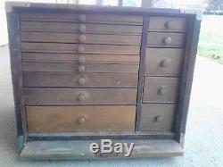 Vintage 14 Drawer Apothecary Chest Dental Cabinet Wooden Storage Box Jewelry Etc