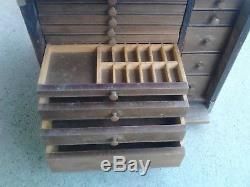 Vintage 14 Drawer Apothecary Chest Dental Cabinet Wooden Storage Box Jewelry Etc