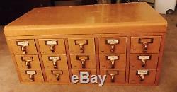 Vintage 15-Drawer Library Card Catalog File Cabinet Drawers