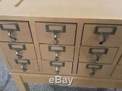 Vintage 15 Drawer Library Maple File Card Catalog Storage Cabinet