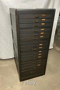Vintage 16 Drawer Flat file Library Bureau Sole Makers Wood Cabinet
