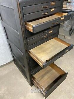 Vintage 16 Drawer Flat file Library Bureau Sole Makers Wood Cabinet