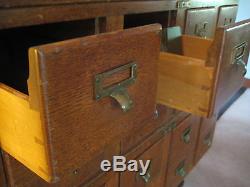 Vintage 16 Drawer Library Bureau Makers Oak Card Catalog Cabinet