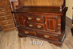 Vintage 1776-1976 Ethan Allen Dark Old Tavern Pine China Hutch Cabinet Cupboard