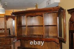 Vintage 1776-1976 Ethan Allen Dark Old Tavern Pine China Hutch Cabinet Cupboard