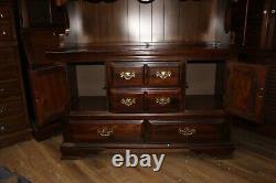 Vintage 1776-1976 Ethan Allen Dark Old Tavern Pine China Hutch Cabinet Cupboard