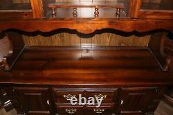 Vintage 1776-1976 Ethan Allen Dark Old Tavern Pine China Hutch Cabinet Cupboard