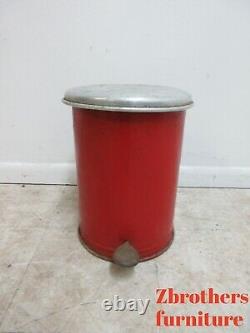 Vintage 1950s Industrial Dental Cabinet Trash Can Waste Basket mechanical Lid