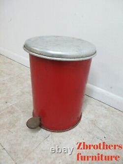 Vintage 1950s Industrial Dental Cabinet Trash Can Waste Basket mechanical Lid