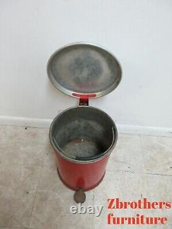 Vintage 1950s Industrial Dental Cabinet Trash Can Waste Basket mechanical Lid