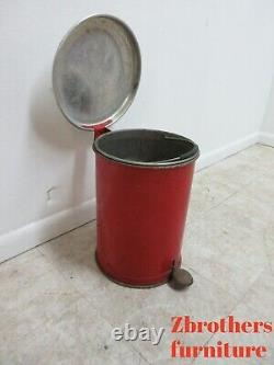 Vintage 1950s Industrial Dental Cabinet Trash Can Waste Basket mechanical Lid