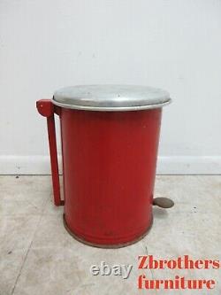 Vintage 1950s Industrial Dental Cabinet Trash Can Waste Basket mechanical Lid