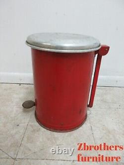 Vintage 1950s Industrial Dental Cabinet Trash Can Waste Basket mechanical Lid