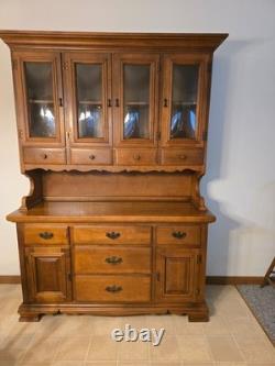 Vintage 1960's St John's China Cabinet Hutch Hard Rock Maple