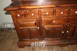 Vintage 1970's Ethan Allen Antiqued Old Tavern Pine China Hutch Cabinet Cupboard