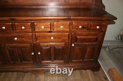 Vintage 1970's Ethan Allen Antiqued Old Tavern Pine China Hutch Cabinet Cupboard